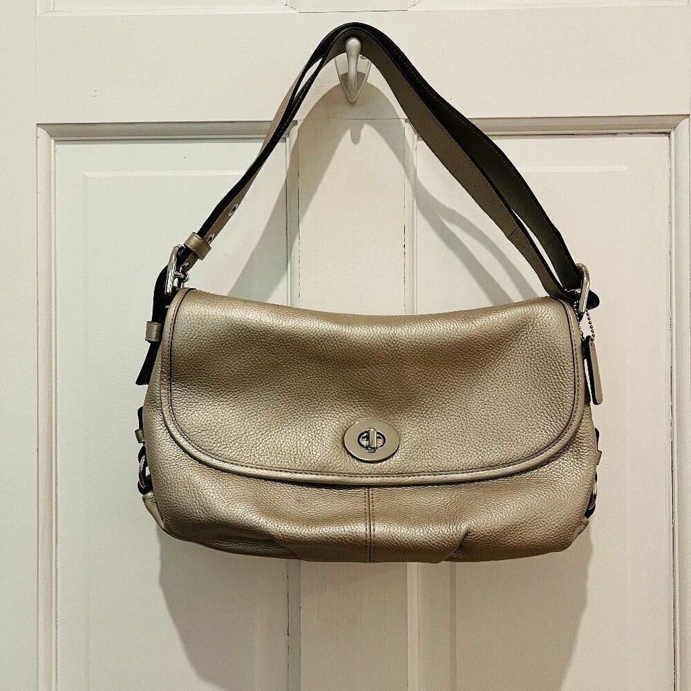 Y2K Coach Legacy Silver Flap Bag Purse Handbag Shoulder Bag EUC